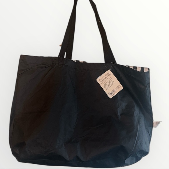 Open Story Black and White Striped Reversible Tote Bag - Picture 2 of 2